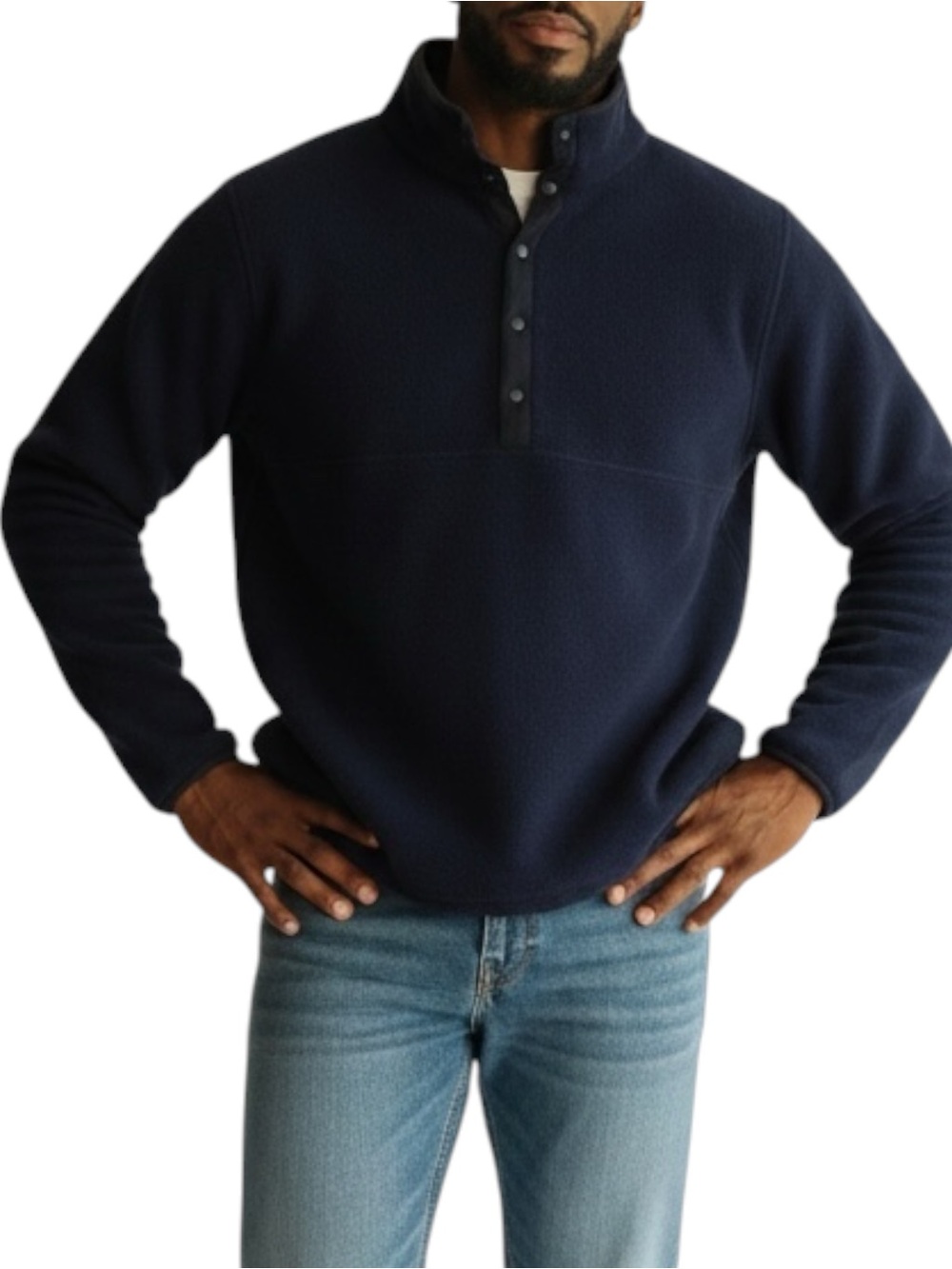 LL BEAN Men’s 1/4 Snap Fleece Pullover in Navy Blue Size XL TALL-- CLOSET STAPLE
